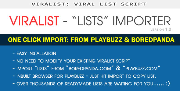 PlayBuzz and BoredPanda List Importer for Viralist