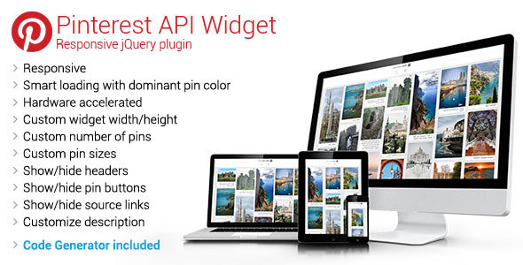 Pinterest API Widget - Responsive jQuery Plugin