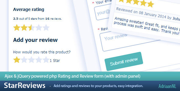 StarReviews - Ajax & jQuery rating and review form