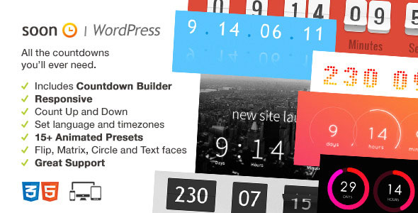 Soon Countdown Pack, Responsive WordPress Plugin
