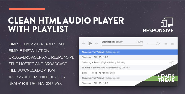 Clean HTML Audio Player with Playlist