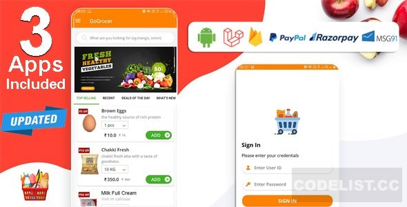 Multi-Store Grocery Delivery App with PHP Backend and Store & Delivery Boy App v1.5