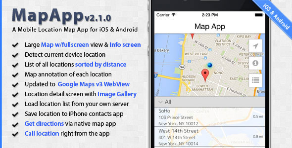 MapApp - iOS and Android Mobile Location Map App