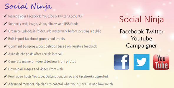 Social Ninja v2.4 - Facebook Twitter Youtube Campaigner