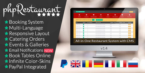 phpRestaurant - Restaurant Script with CMS