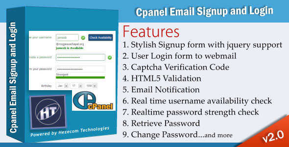 Cpanel Email Signup and Login