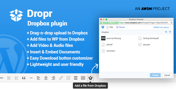 Dropr - Dropbox Integration plugin for WordPress