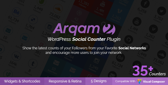 Arqam v2.0.4 - Retina Responsive WordPress Social Counter Plugin
