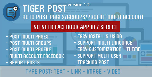 Tiger Post - Facebook Auto Post Multi Pages/Groups/Profiles