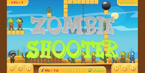 Zombie Shooter - HTML5 Game + Mobile (Capx)