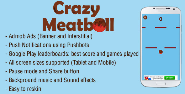 Crazy Meatball - Admob + Leaderboard + Share