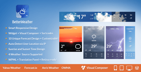 Better Weather v3.1 - WordPress and Visual Composer Widget