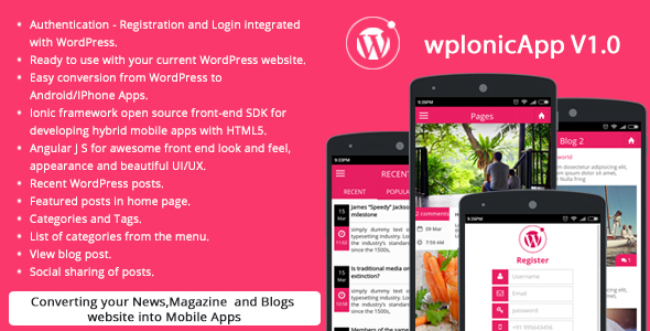 Ionic WordPress RESTAPI (wpIonicApp V1.0) - News / Magazine / Blogs