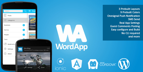 WordApp - PhoneGap/Cordova WordPress Hybrid App