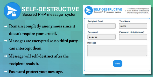 Self-Destruct E-mail message system