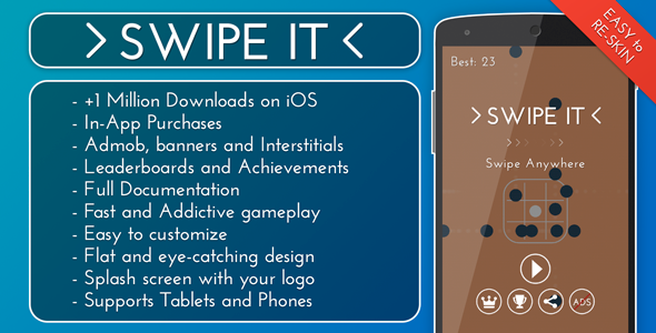 Swipe It - Admob + IAP + Leaderboards