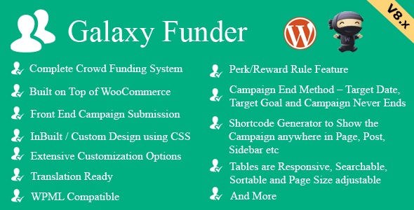 Galaxy Funder v8.8 - WooCommerce Crowdfunding System