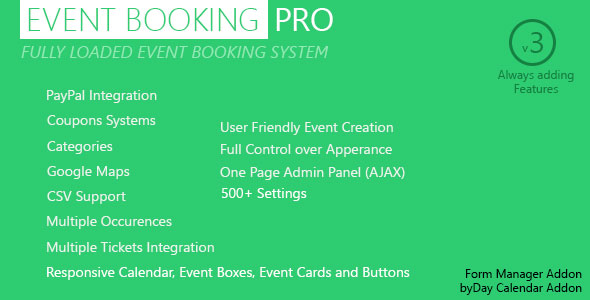 Event Booking Pro v3.951 - WP Plugin [paypal or offline]