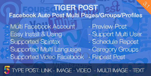 Tiger Post v3.1 - Facebook Auto Post Multi Pages/Groups/Profiles