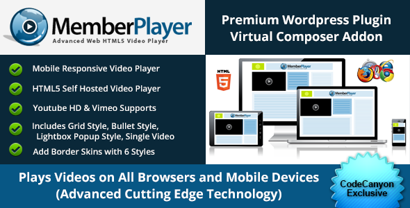 MemberPlayer HTML5 Video, Youtube, & Vimeo v1.13.3 - VC Addon
