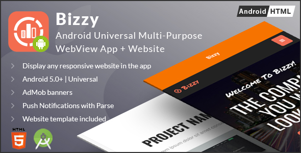 Bizzy - Android Multi-purpose WebView App + Website