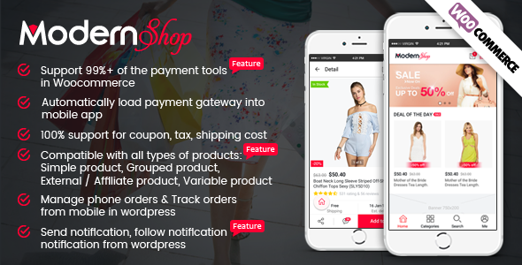 ModernShop - Full Mobile Woocommerce App for Woocommerce Store