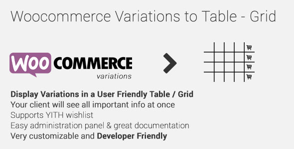 Woocommerce Variations to Table - Grid v1.3.7