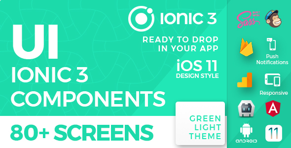 Ionic 3 UI Theme / Template App - iOS 11 style - Green Light
