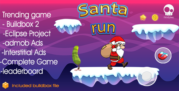 Santa Runner & + Buildbox 2 file + Admob + Leaderboard + Review + Share Button