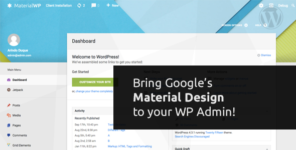 Material WP v0.0.48 - Material Design Dashboard Theme