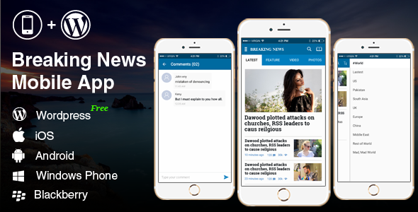 Full Android, iOS Mobile Application - Breaking News 2 Blue
