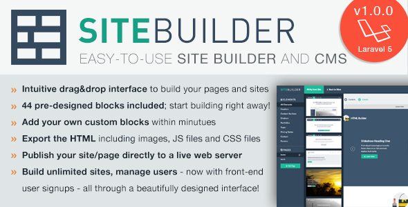 SiteBuilder Laravel v1.1.1 - Drag&Drop site builder and CMS