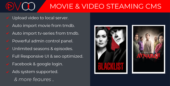 OVOO v2.0 - Movie & Video Streaming CMS with Unlimited TV-Series