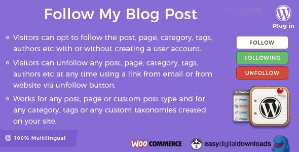 Follow My Blog Post WordPress Plugin v1.9.10