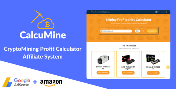 CalcuMine v1.2 - Cryptocurrency Mining Calculator & Amazon Affiliate System 