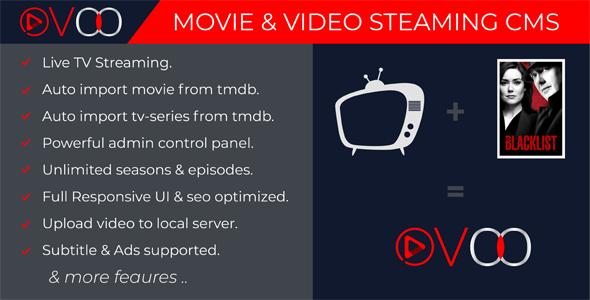 OVOO v2.5.1 - Movie & Video Streaming CMS with Unlimited TV-Series