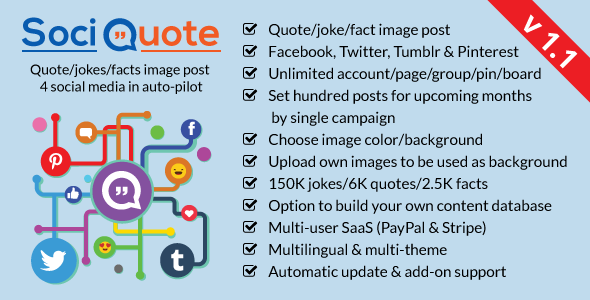 SociQuote v1.1 - Quotes/Jokes/Facts Image Post in Auto-Pilot