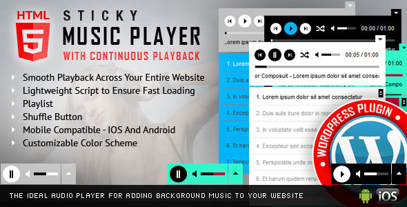 Sticky HTML5 Music Player v3.1.4 - WordPress Plugin
