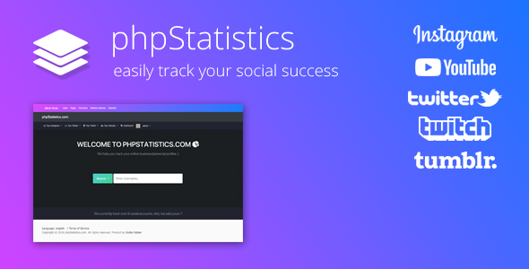 phpStatistics v1.6.2 - Social Tracking Tool for Instagram, Twitter, Twitch & YouTube