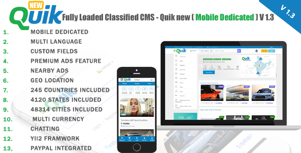 Quik new v1.3 - Fully Loaded Classified Ads CMS