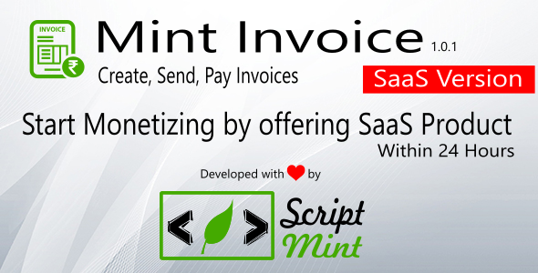 Mint Invoice SaaS Version - Create, Send, Pay Invoices, Paypal & Stripe Payment Gateway 