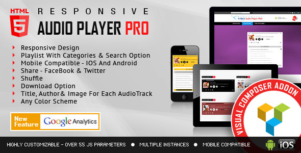 HTML5 Audio Player PRO v1.9.6 - Visual Composer Addon