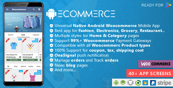 Android Woocommerce - Universal Native Android Ecommerce / Store Full Mobile Application 