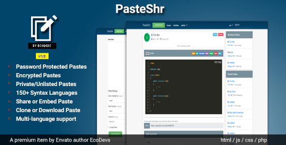 PasteShr v1.5 - Text Hosting & Sharing Script
