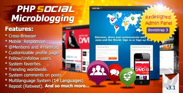 PHP Social Microblogging v3.1.1