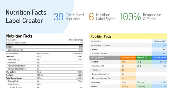Nutrition Facts Label Creator v1.2.0