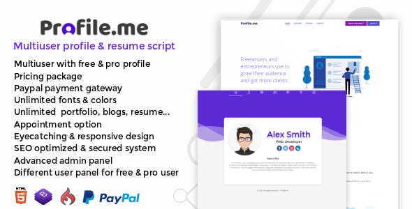 Profile.me v1.0 - Multiuser Profile & Resume Script