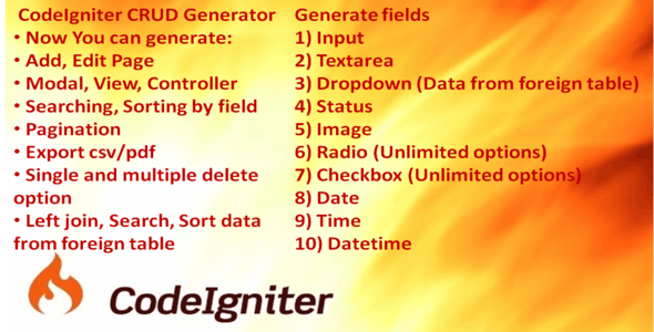 CodeIgniter CRUD Generator v1.0
