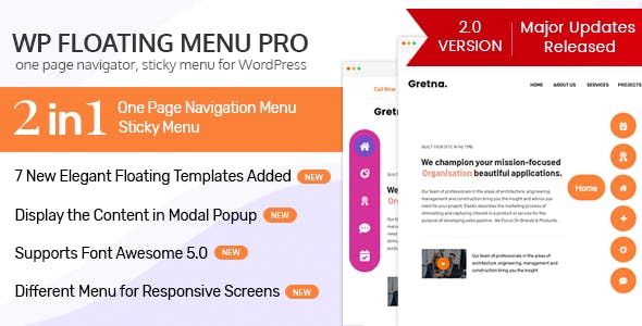 WP Floating Menu Pro v2.1.3 - One page navigator, sticky menu for WordPress
