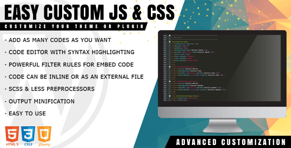 Easy Custom JS and CSS v1.1.1 - Extra Customization for WordPress